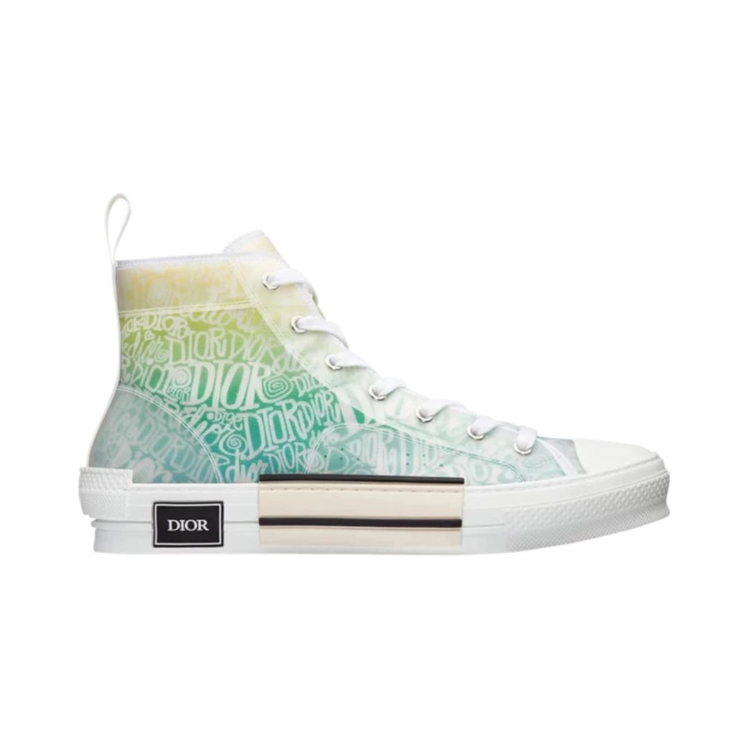 Dior Sneakers B23 High-Top — Dior and Shawn Print - Yellow Green