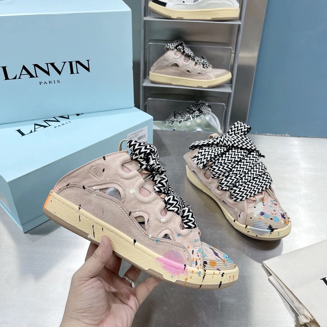 Lanvin Sneakers Curb — Pink Graffiti Half-Slip (customized without return or change)