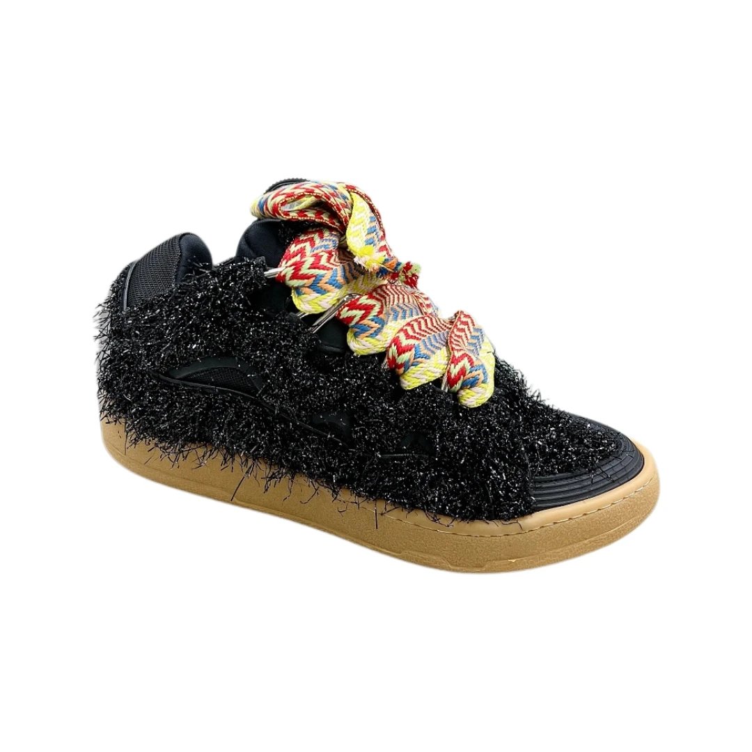 Lanvin Sneakers Curb — Black With Fur (no return or change for customization)