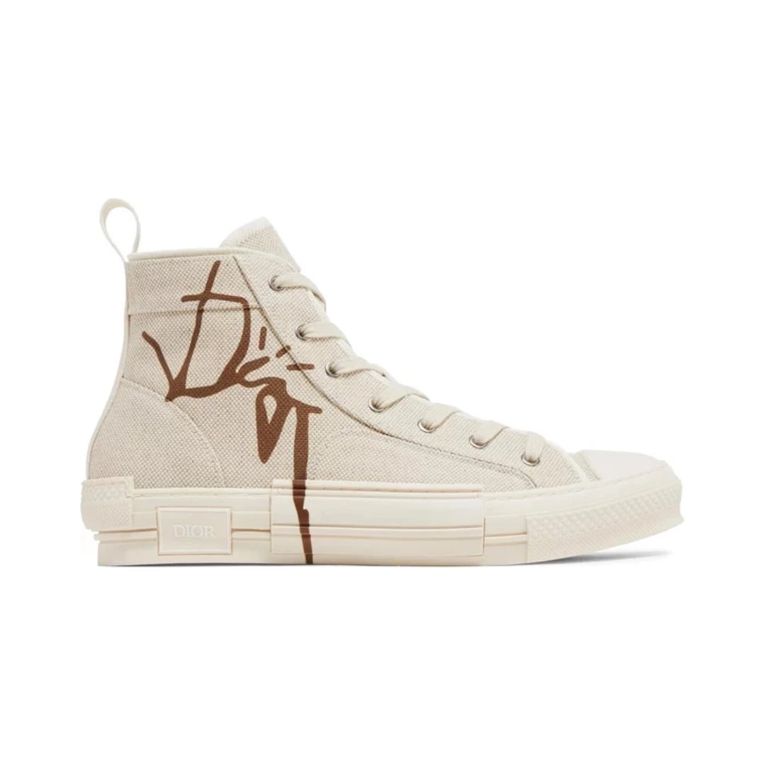 Dior Sneakers B23 High-Top — Cactus Jack Cream and Coffee