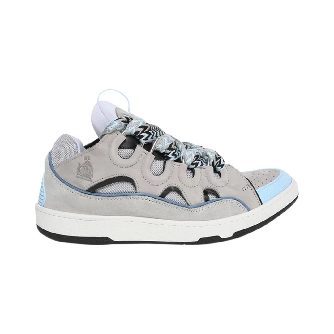 Lanvin Sneakers Curb low-top with oversized laces — Grey Light Blue