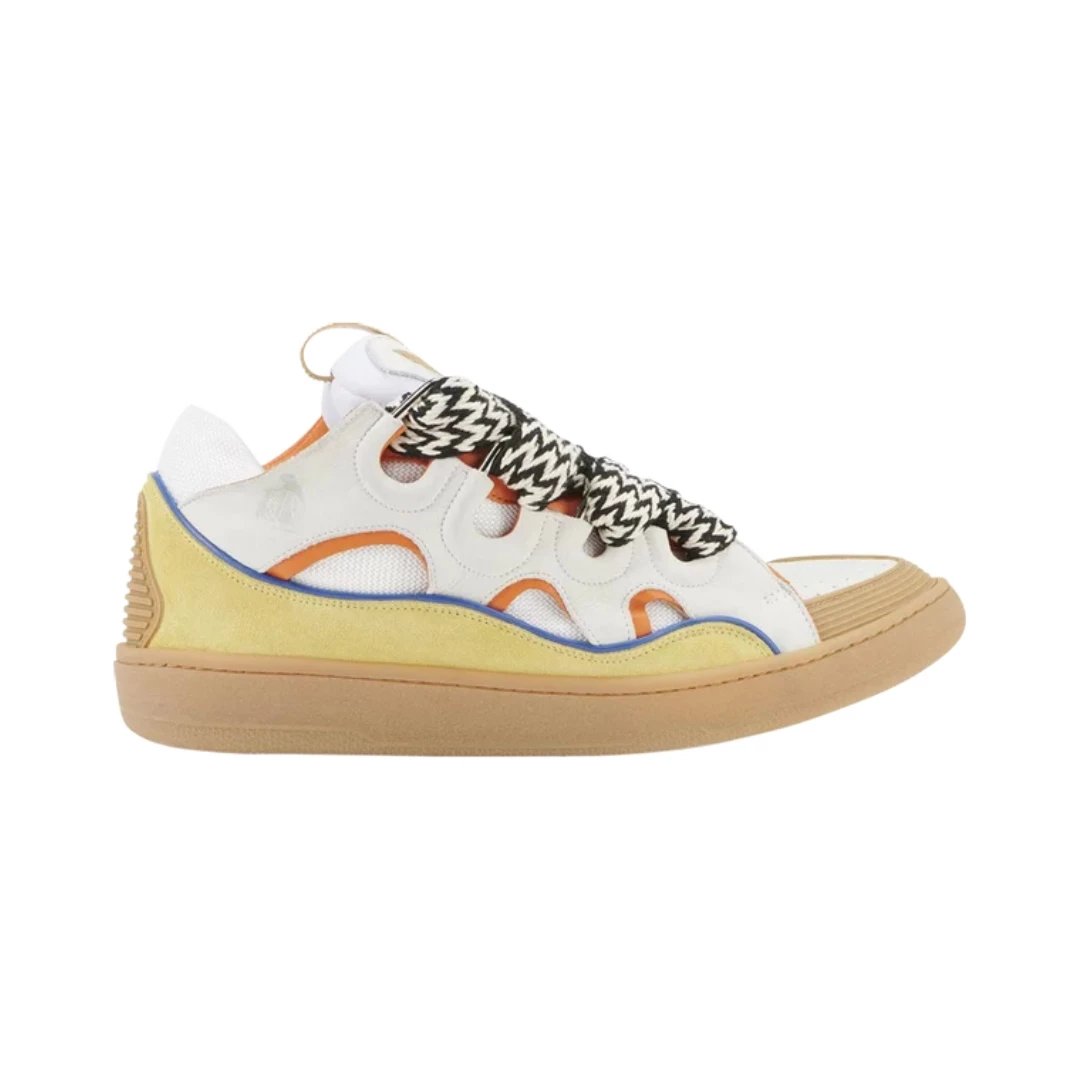 Lanvin Sneakers Curb low-top with oversized laces — White Beige
