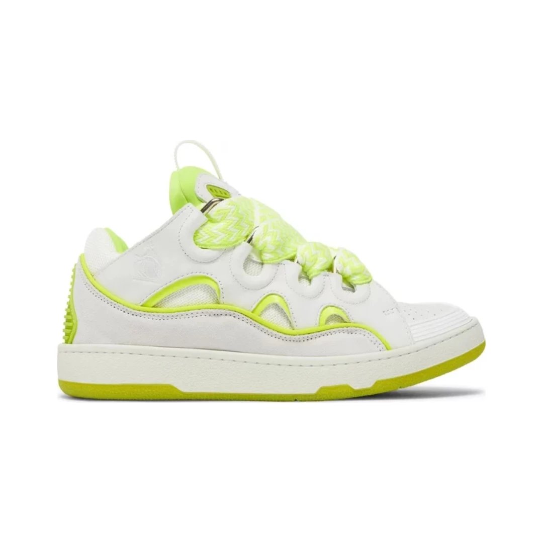 Lanvin Sneakers Curb low-top with oversized laces — White Fluo Yellow