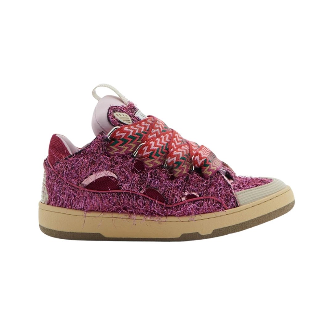 Lanvin Sneakers Curb — Red With Fur (customized without return or change)
