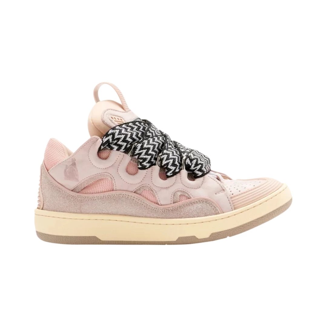 Lanvin Sneakers Curb low-top with oversized laces — Pale Pink