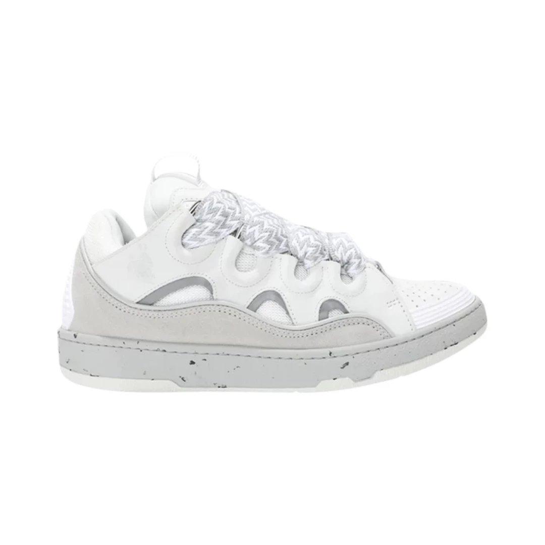 Lanvin Sneakers Curb low-top with oversized laces — White Grey