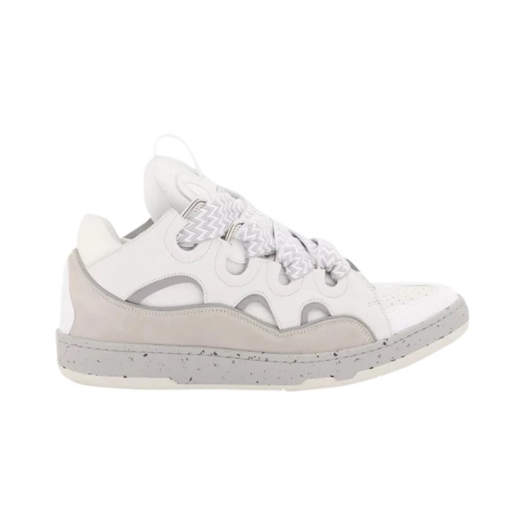 Lanvin Sneakers Curb low-top with oversized laces — Grey White