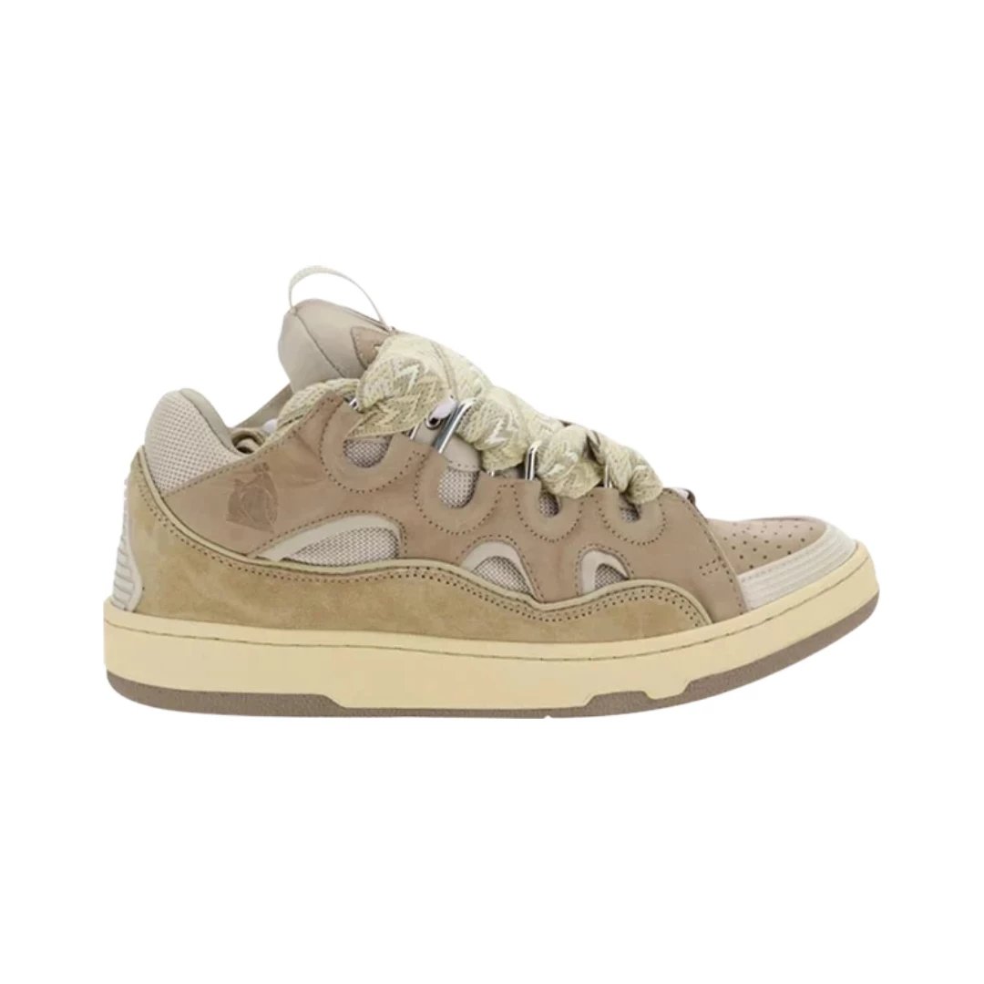 Lanvin Sneakers Curb low-top with oversized laces — Ecru
