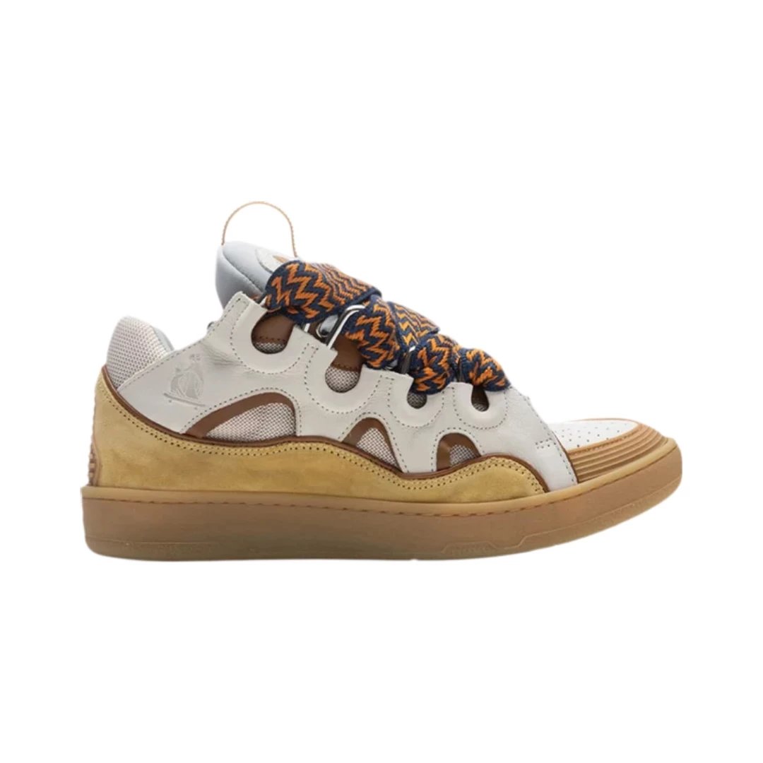 Lanvin Sneakers Curb low-top with oversized laces — Beige