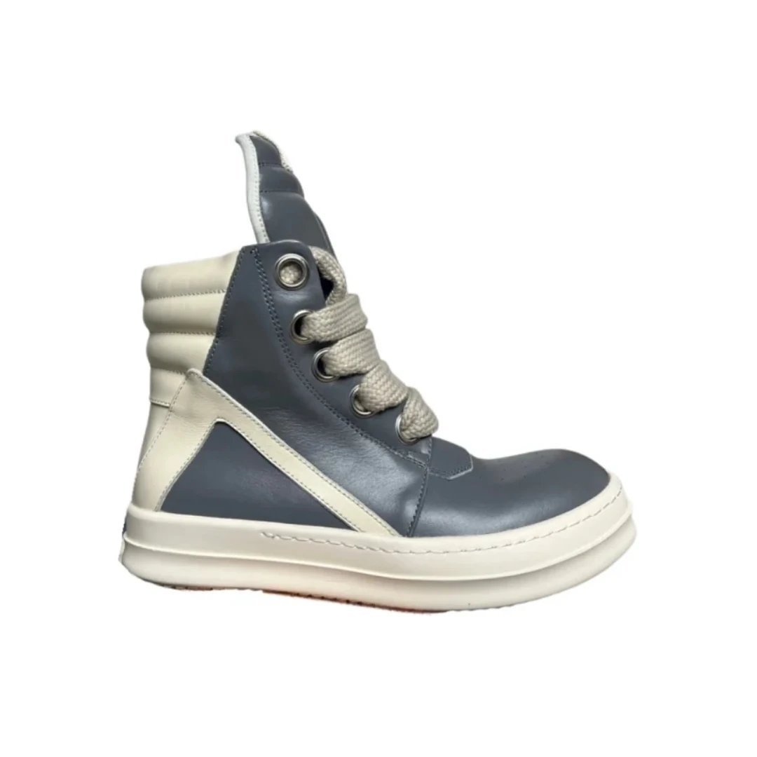 Gray Leather Thick Shoelaces