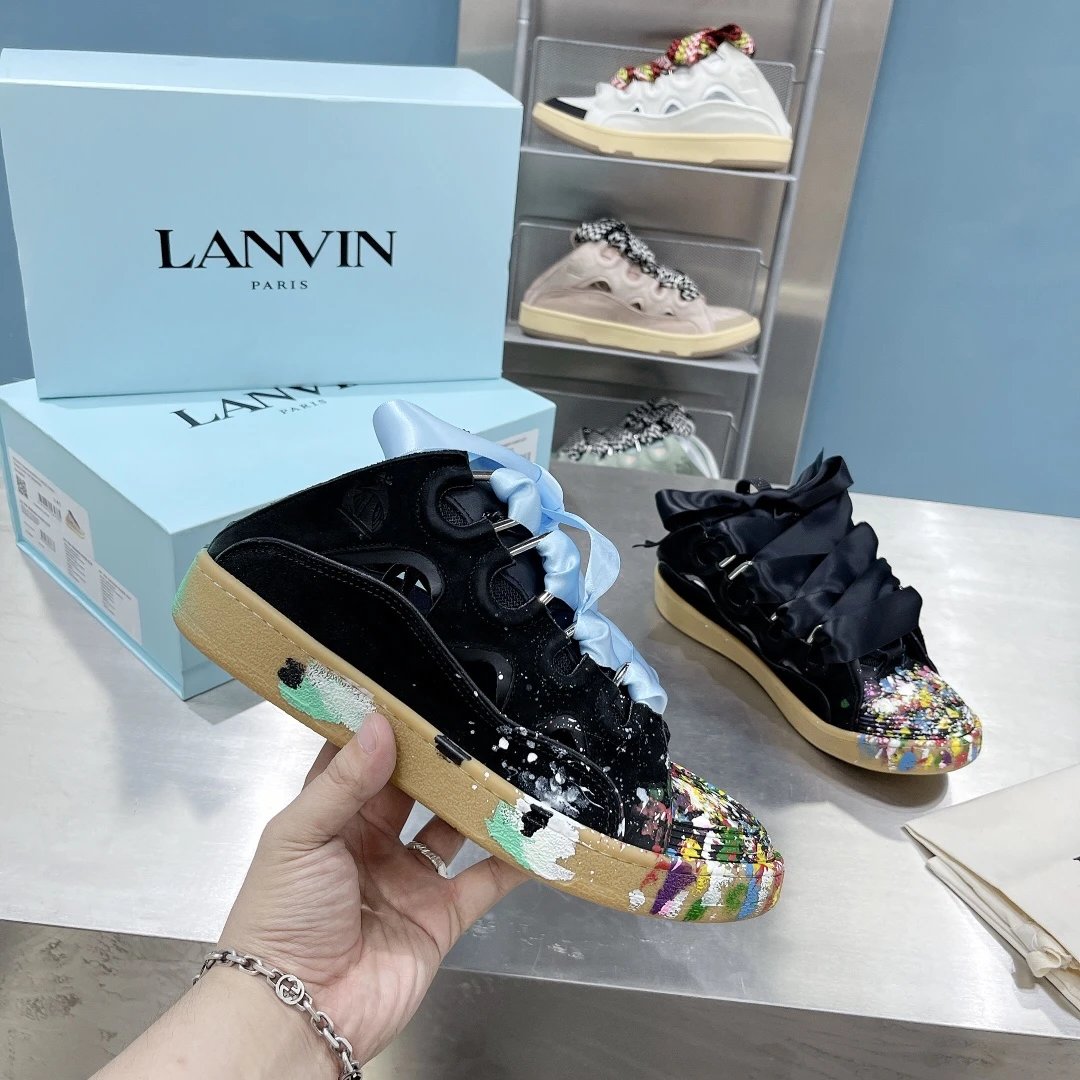 Lanvin Sneakers Curb — Black Graffiti Half-Slip (customized without return or change)