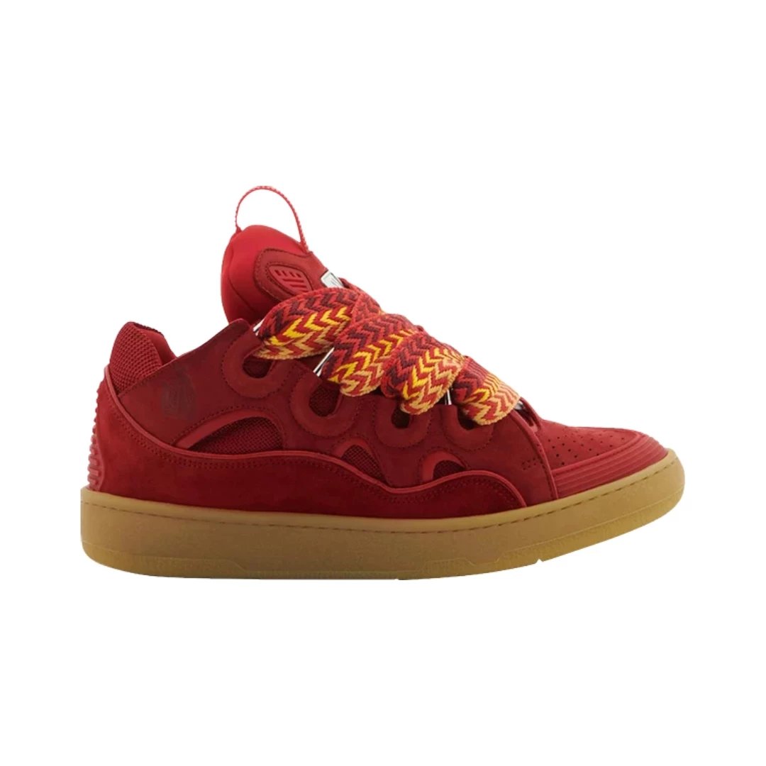 Lanvin Sneakers Curb low-top with oversized laces — Poppy Red Gum