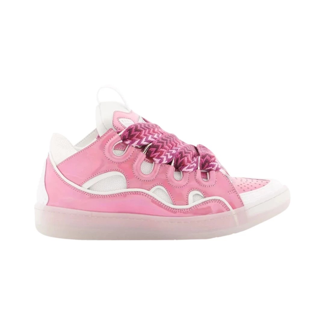 Lanvin Sneakers Curb low-top with oversized laces — Metallic Pink