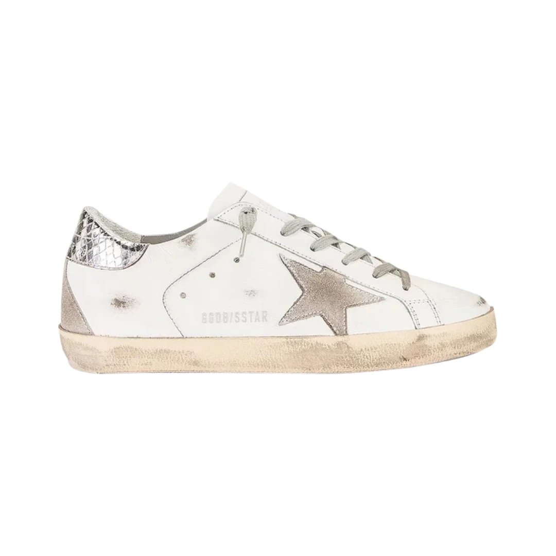 Golden Goose Sneakers Super-Star low-top star — Silver Snakeskin