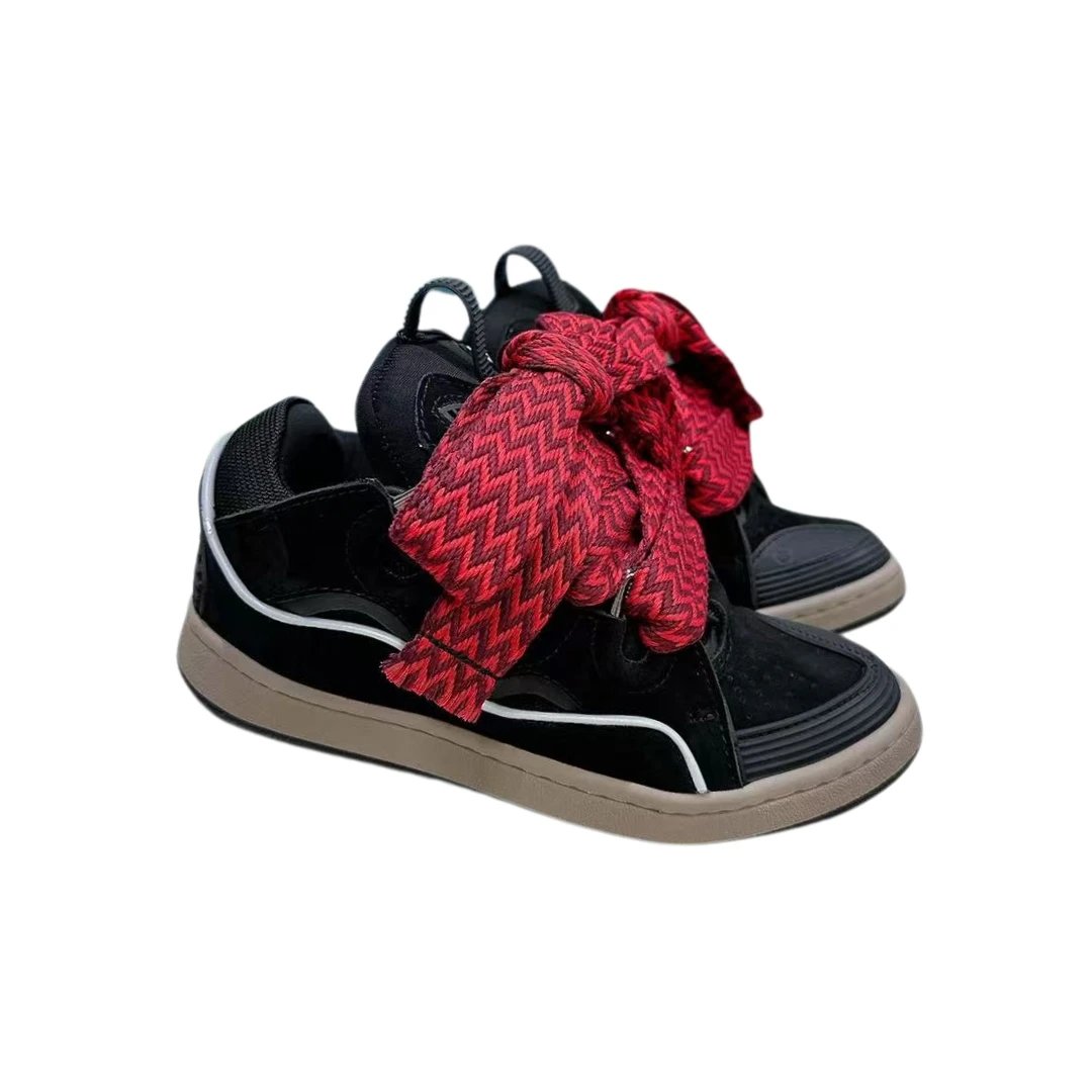 Lanvin Sneakers Curb — Black Red Shoelaces