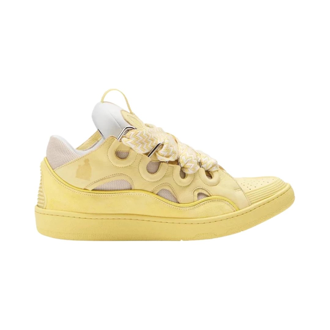 Lanvin Sneakers Curb low-top with oversized laces — Corn