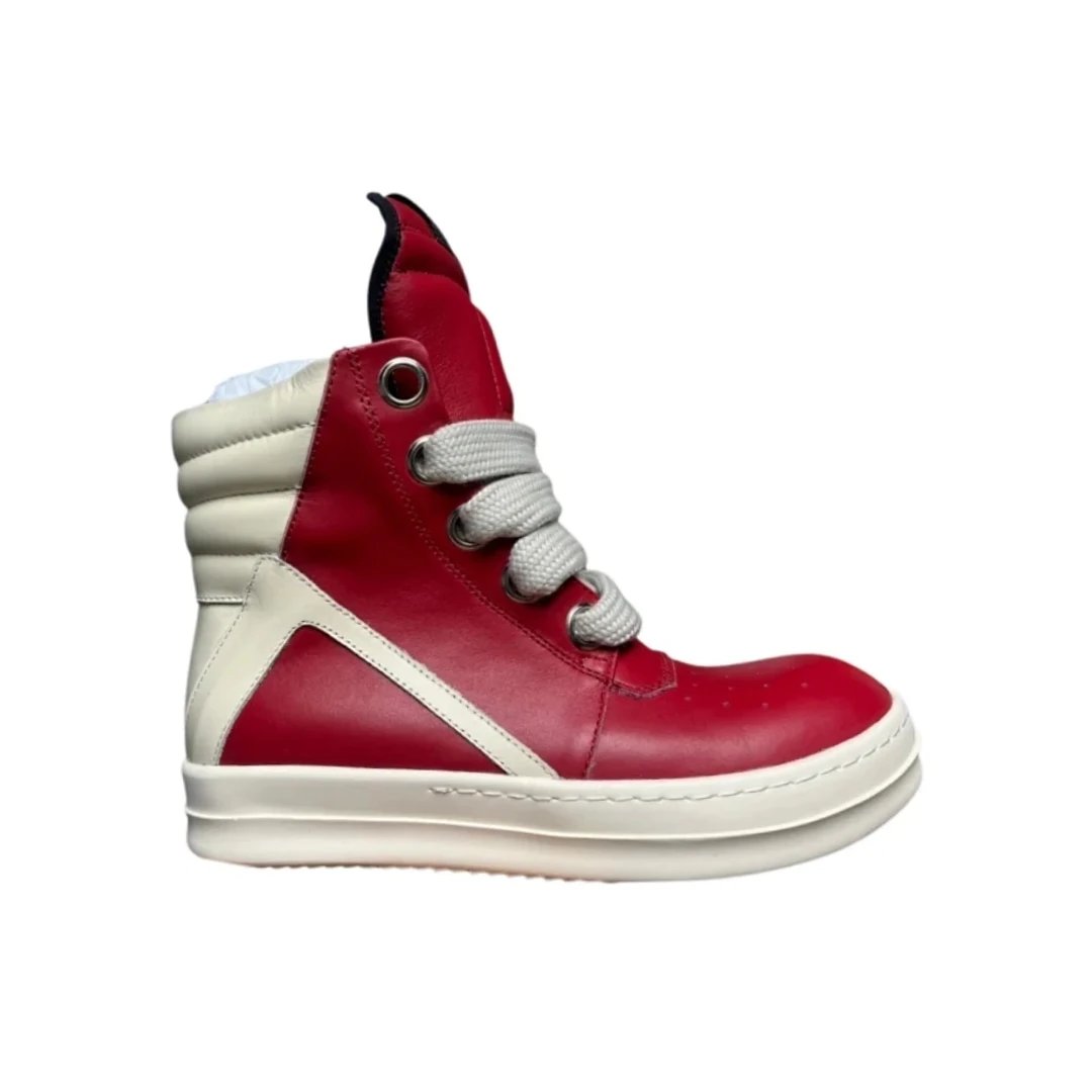 Deep Red Leather Thick Shoelaces