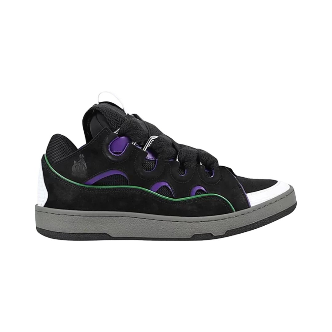 Lanvin Sneakers Curb low-top with oversized laces — Black Purple