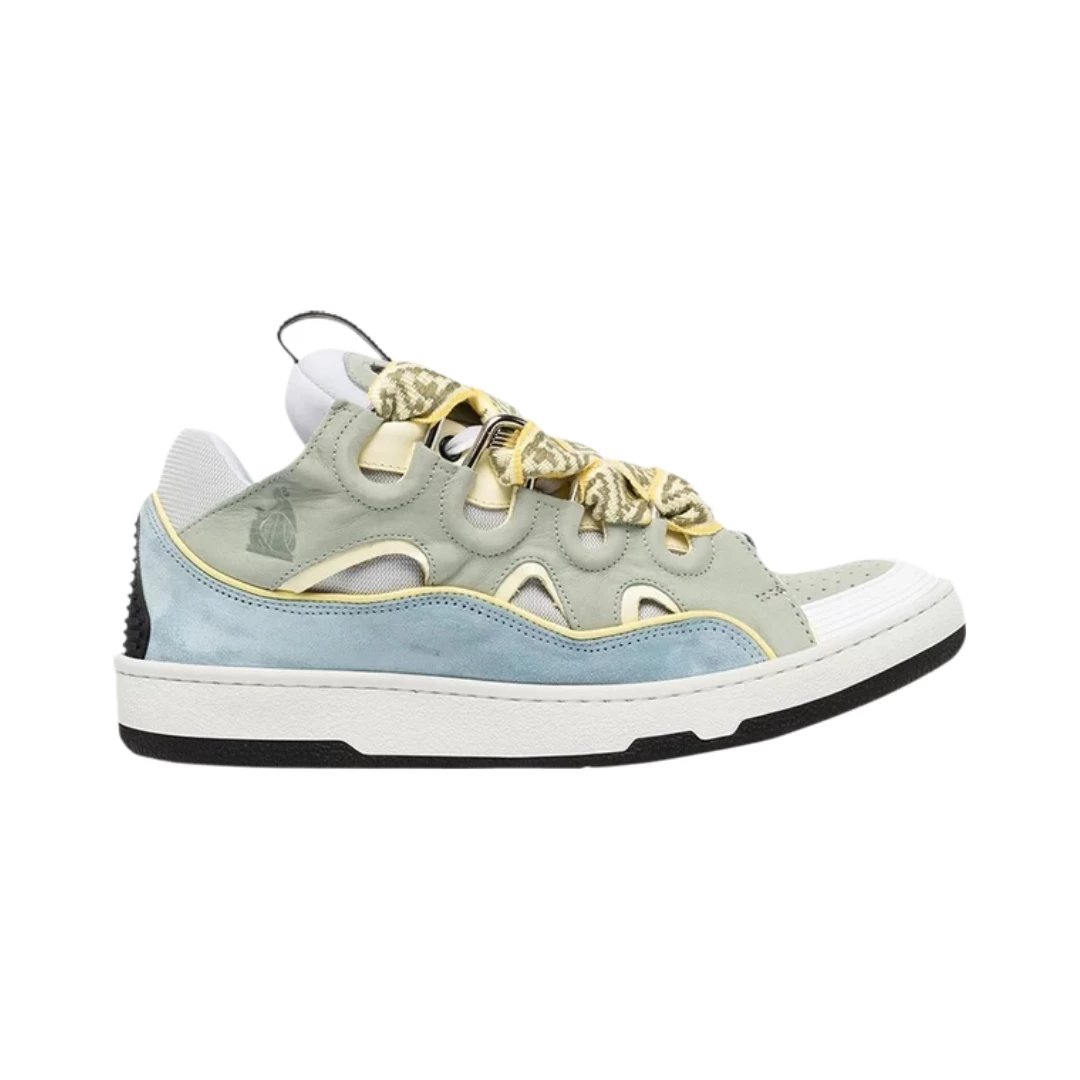 Lanvin Sneakers Curb low-top with oversized laces — Blue Grey