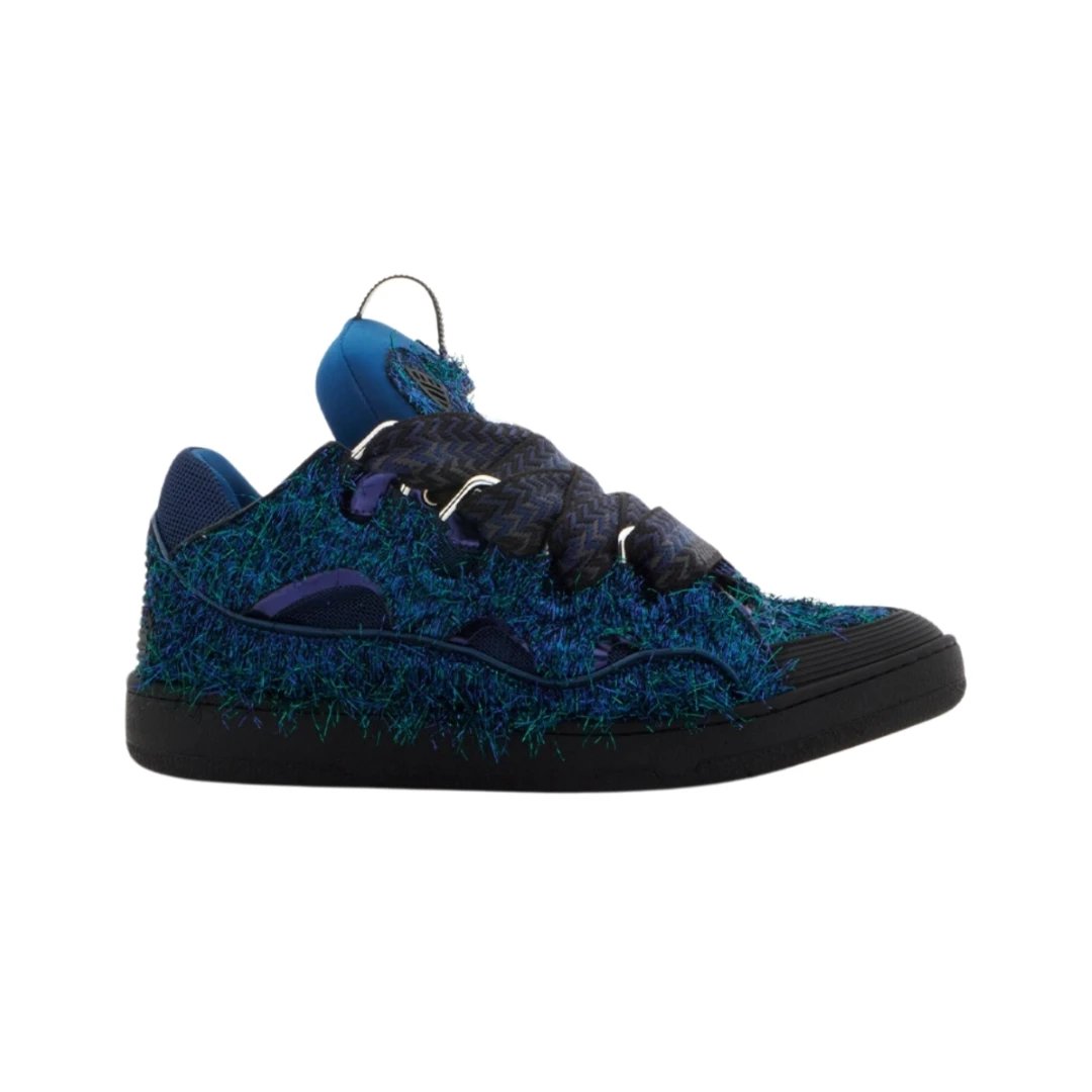 Lanvin Sneakers Curb — Blue With Fur (customized without return or change)