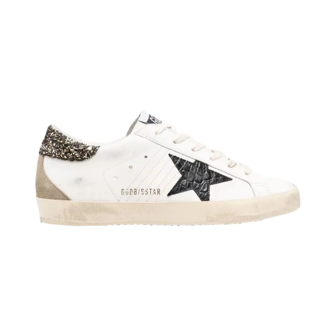 Golden Goose Sneakers Super-Star low-top star — White Black Croc Glitter