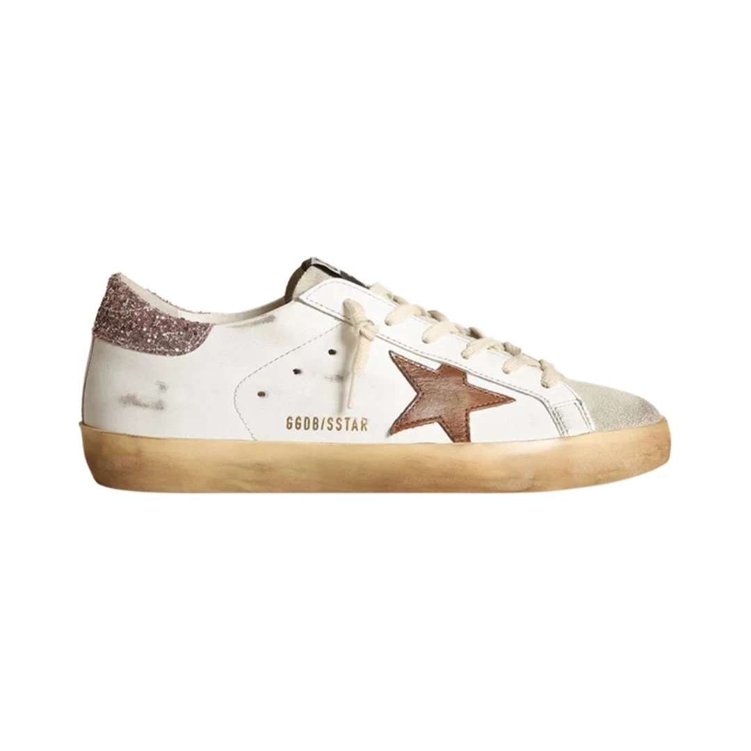 Golden Goose Sneakers Super-Star low-top star — White Tan Pink Glitter