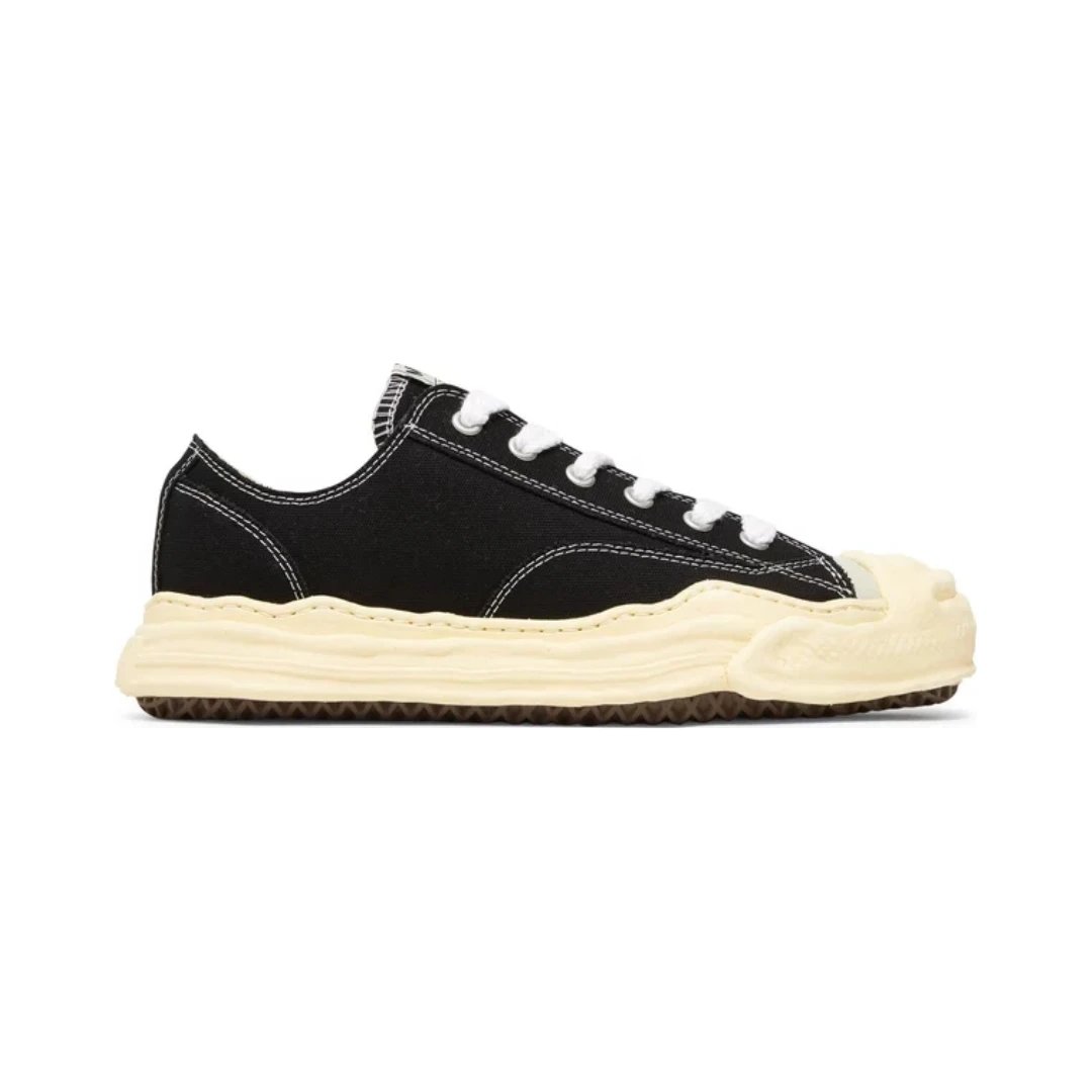Unbranded Sneakers Low-top canvas with layered distressed rubber sole — Hank Vintage Canvas Black