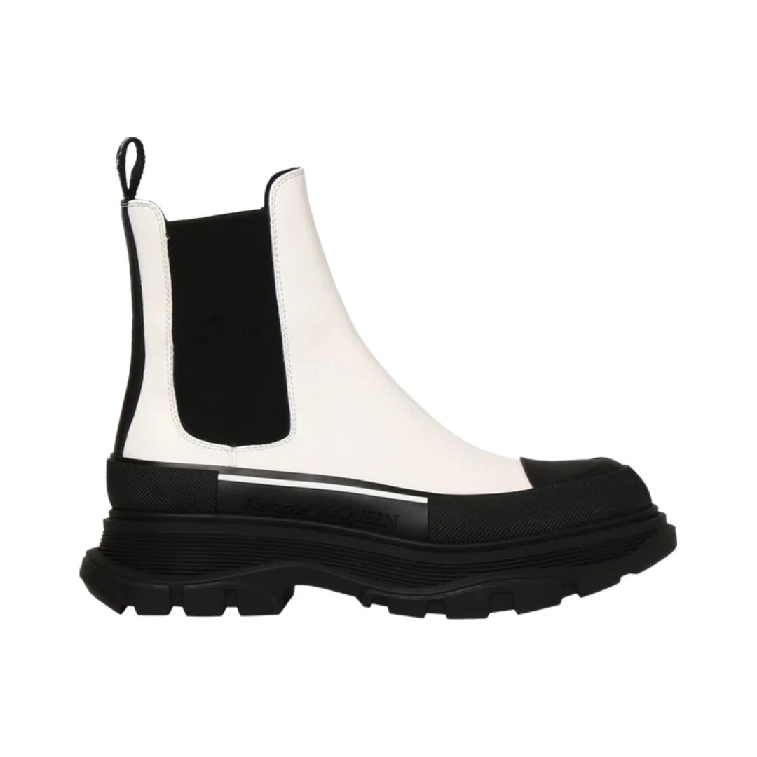 Alexander McQueen Boots Tread Slick platform Chelsea — White Black
