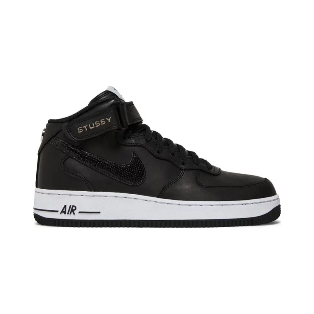 Nike Sneakers Air Force 1 Mid — Stussy Black Snakeskin