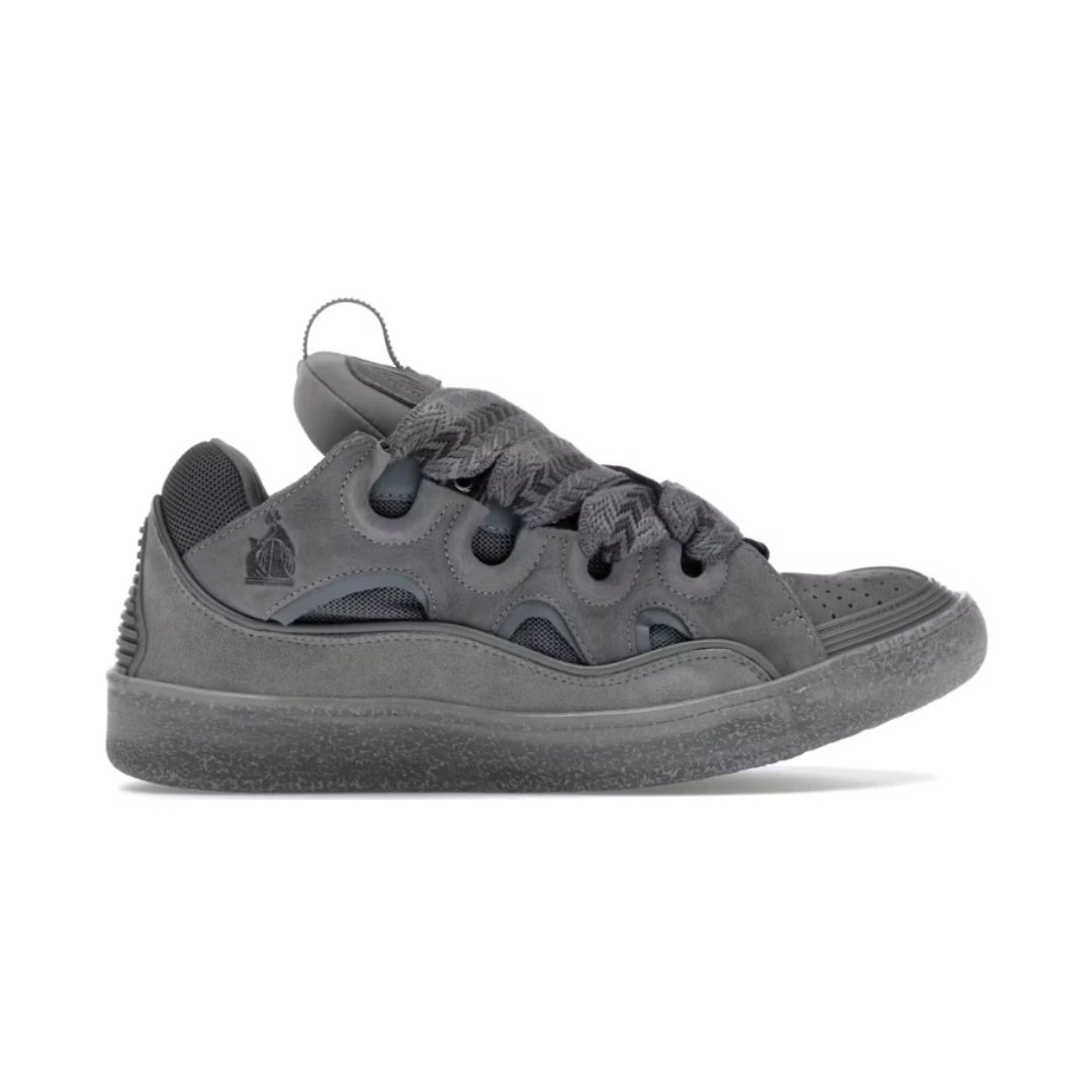 Lanvin Sneakers Curb low-top with oversized laces — Speckled Effect Light Grey(Custom color matching does not return or change)