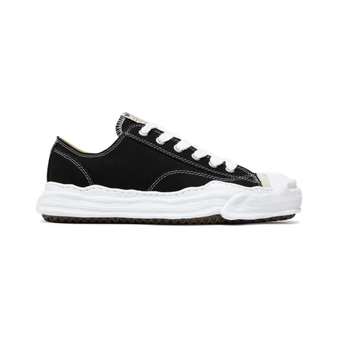 Unbranded Sneakers Low-top canvas with layered distressed rubber sole — Hank Canvas Black White