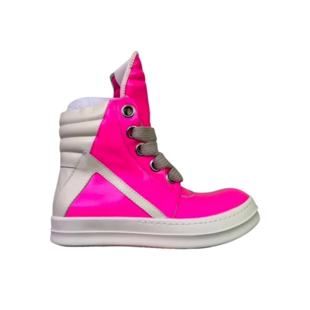 Bright Pink Leather Chunky Laces