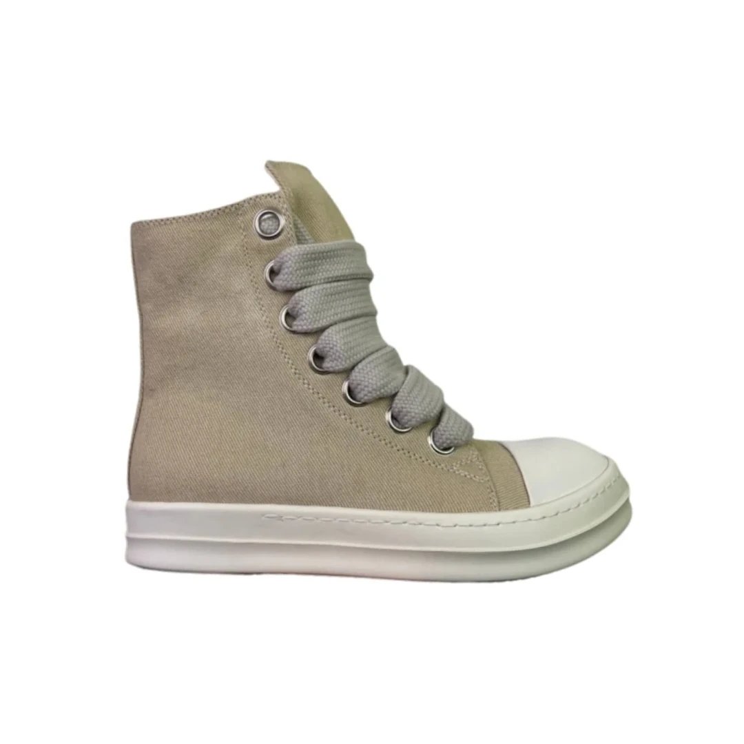 Beige Leather Thick Shoelaces