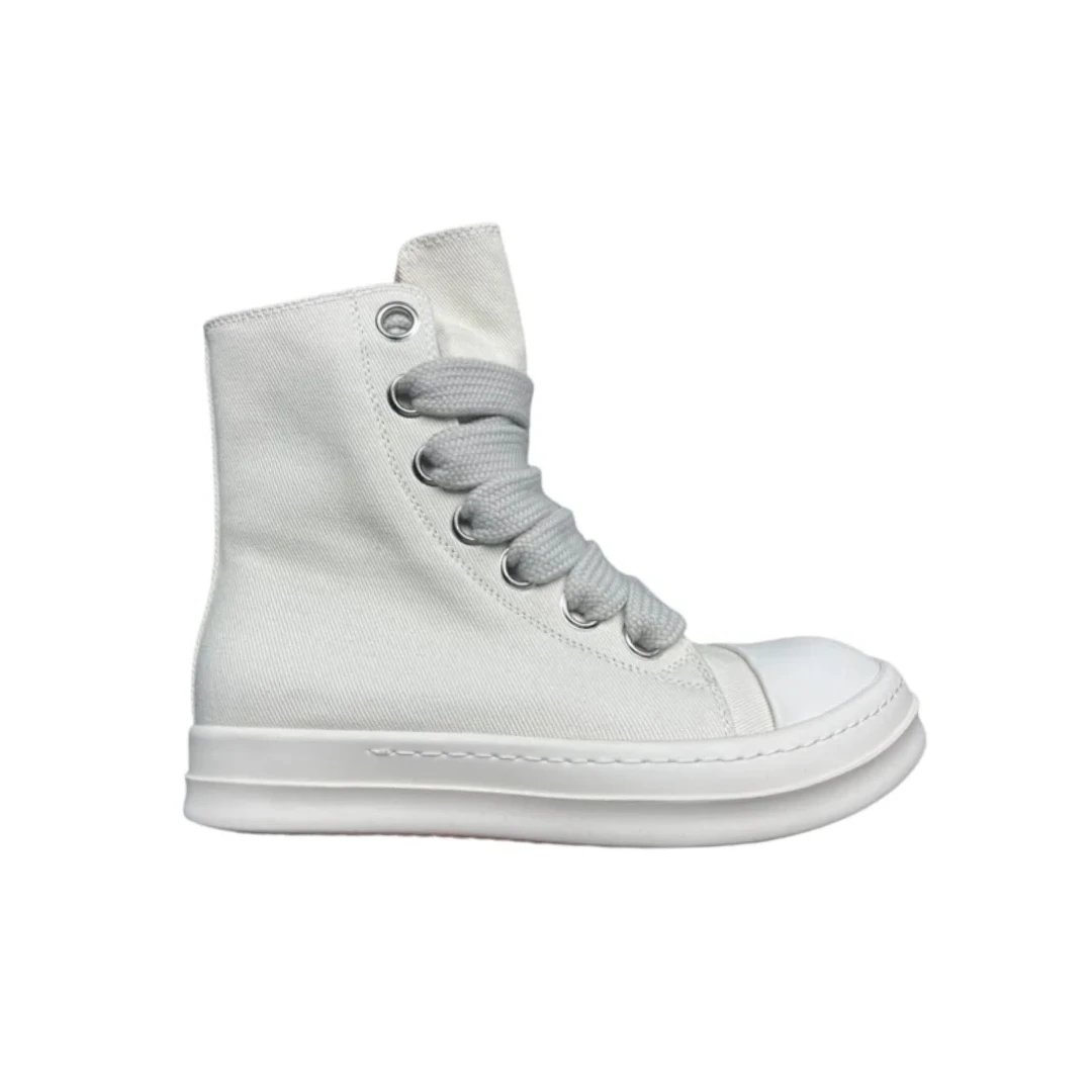 All-White Canvas Thick Shoelaces