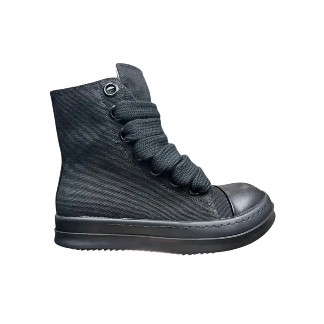 All-Black Canvas Thick Shoelaces