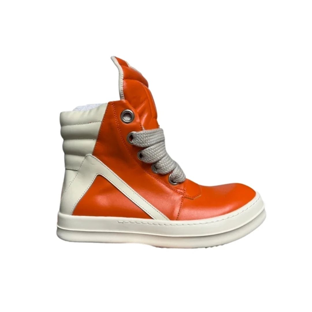 Orange Leather Thick Shoelaces