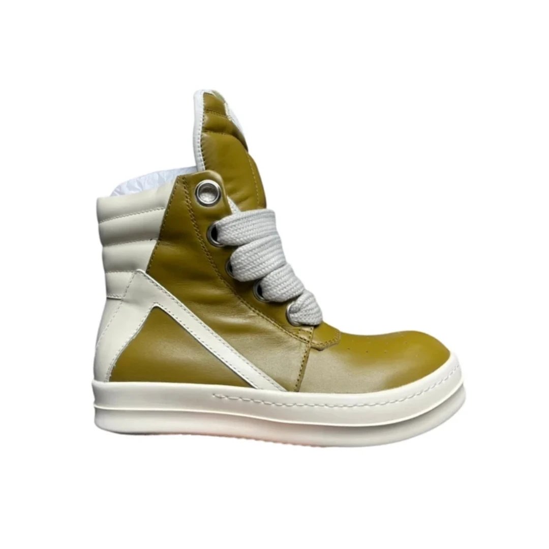 Army Green Leather Thick Shoelaces