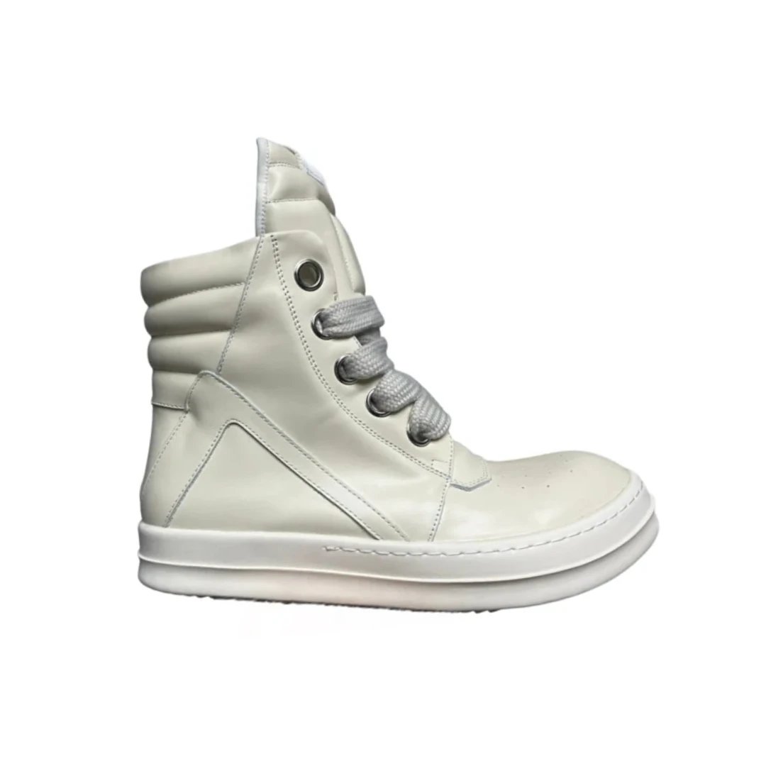 All-White Leather Thick Shoelaces