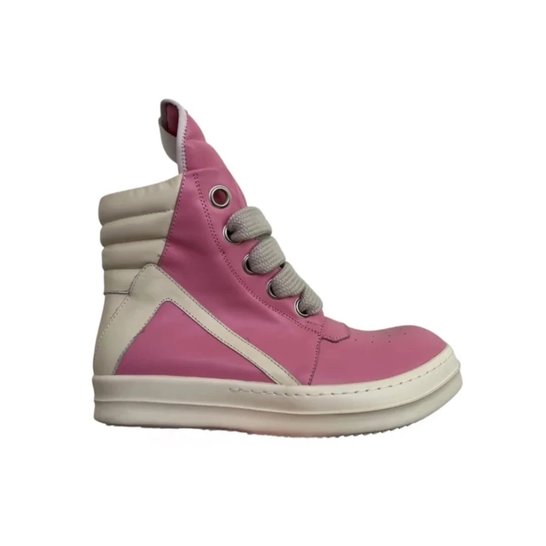 Pink Leather Thick Shoelaces