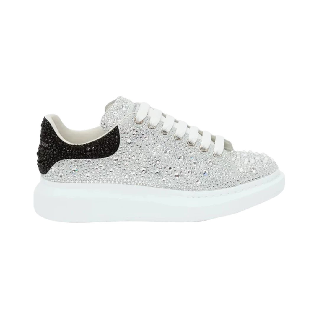 Alexander McQueen Sneakers Oversized Sneaker — Crystal Embellished-White Black(Custom color matching does not return or change