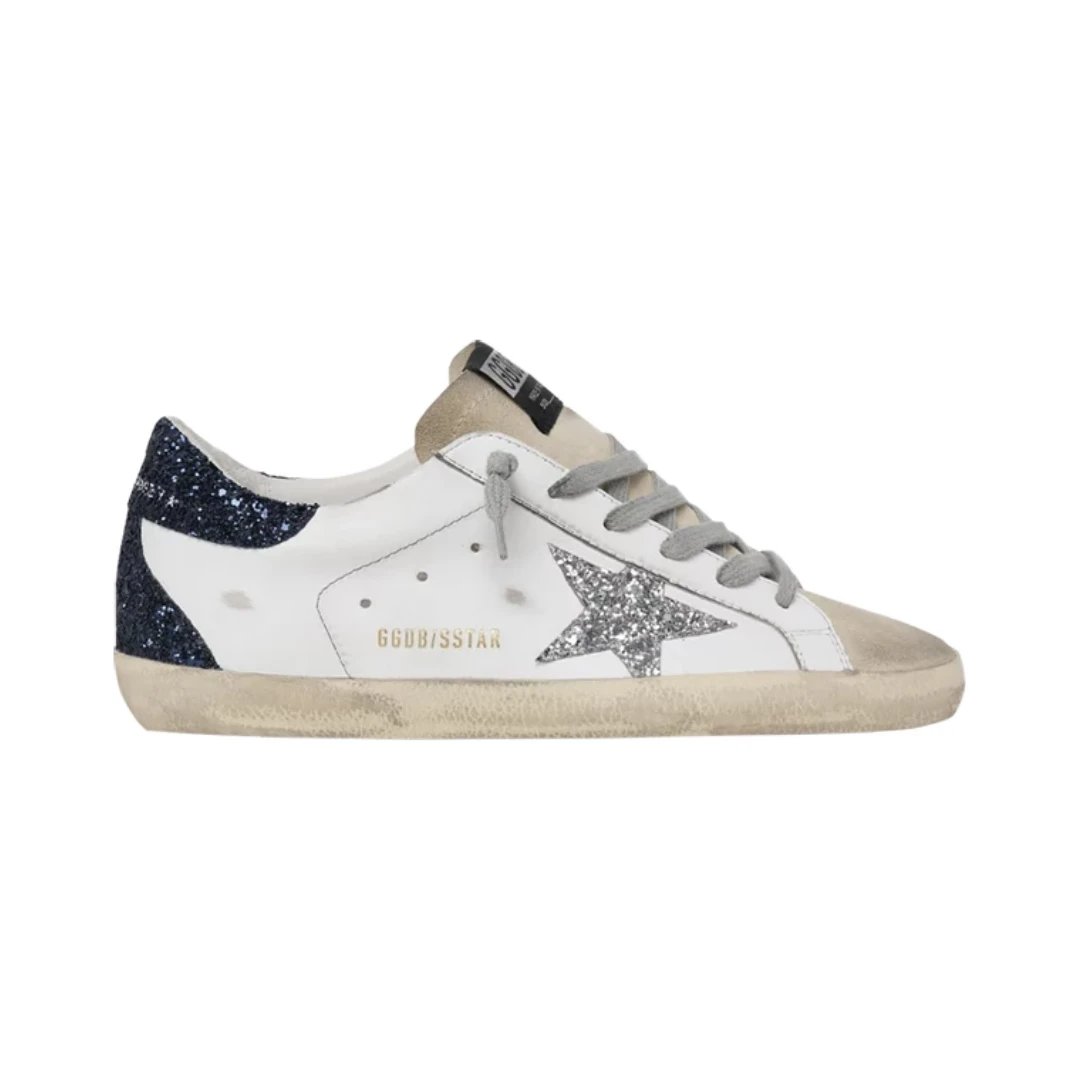 Golden Goose Sneakers Super-Star low-top star — White Silver Blue Glitter