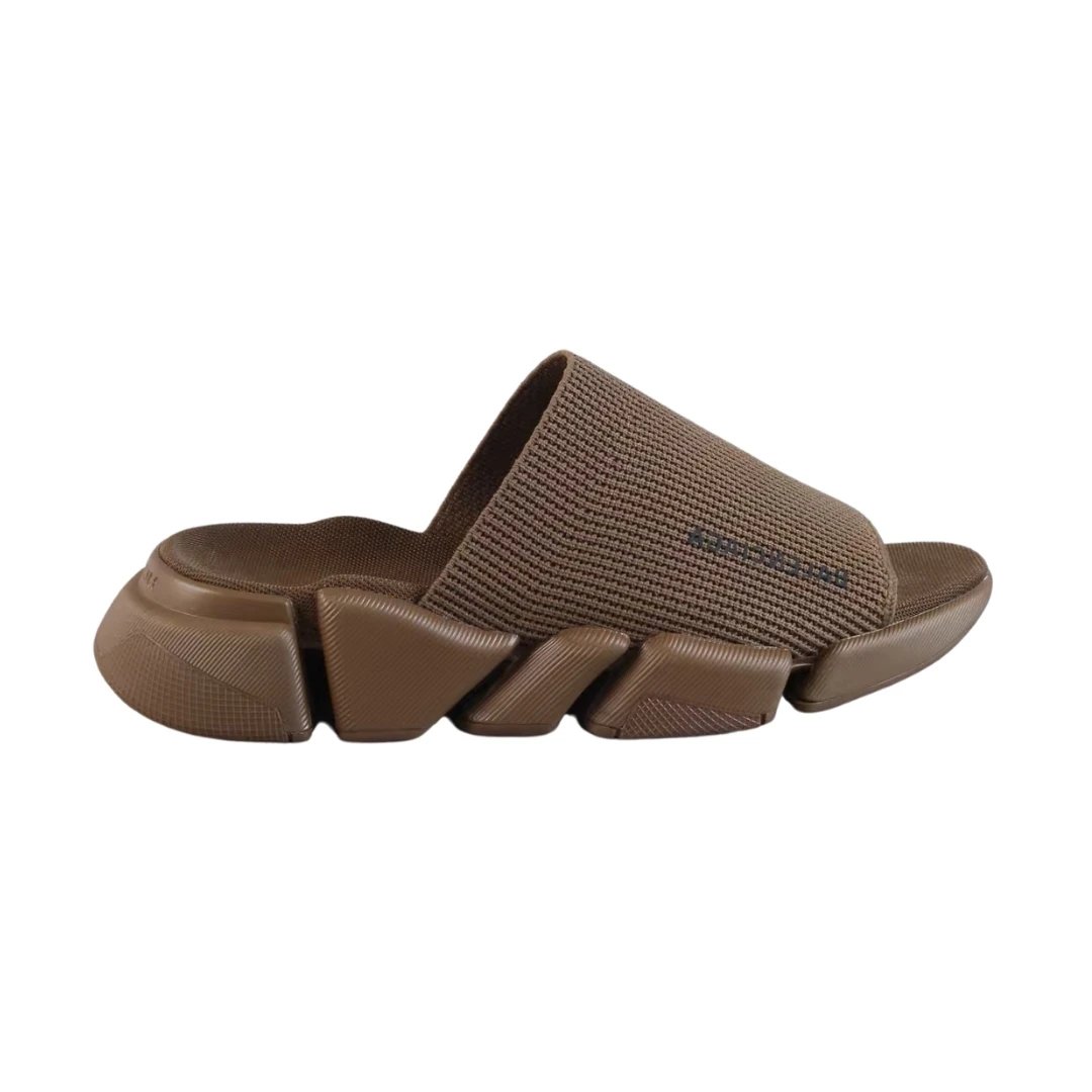 Balenciaga Slippers Logo Knit with Segmented Sole — Brown