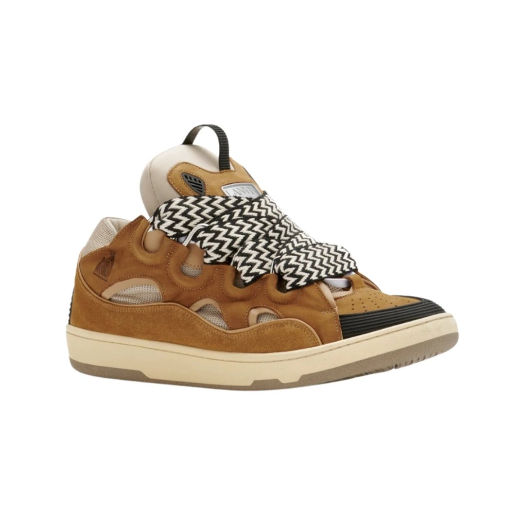 Lanvin Sneakers Curb — Light Brown Yellow Patchwork