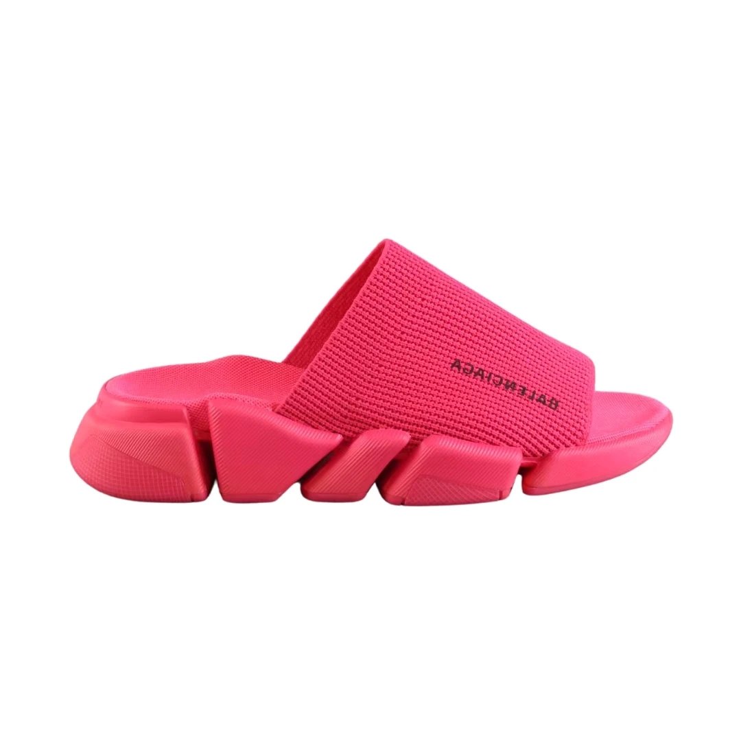 Balenciaga Slippers Logo Knit with Segmented Sole — Pink