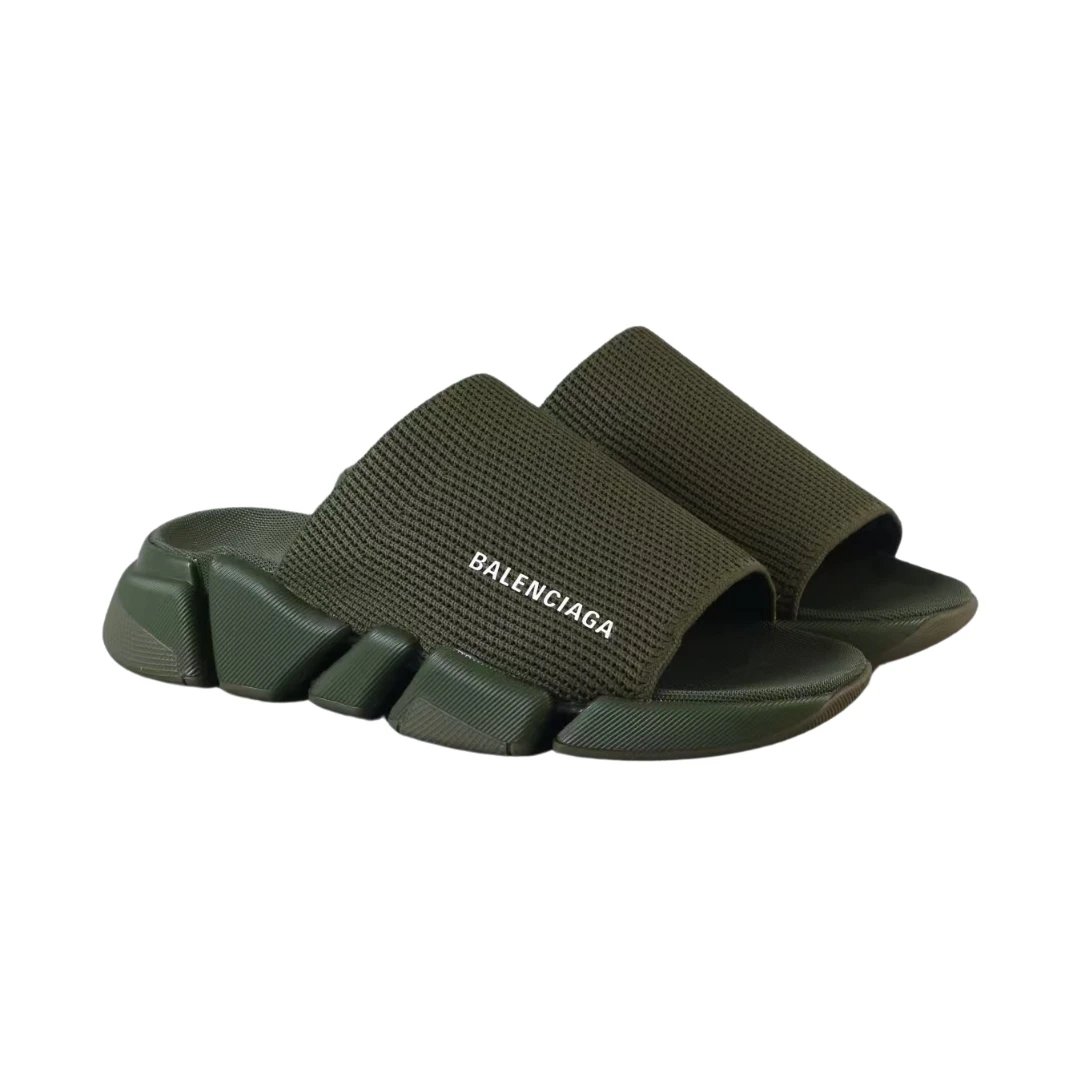 Balenciaga Slippers Logo Knit with Segmented Sole — Grey Black