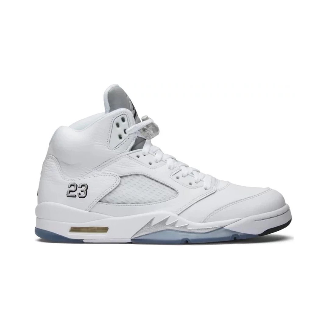 Jordan Sneakers Air 5 — Metallic White