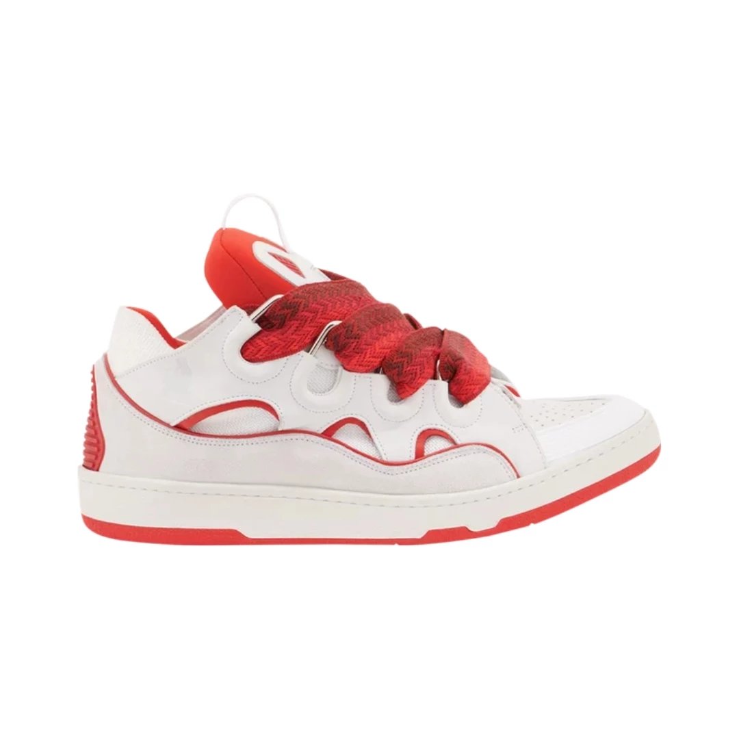 Lanvin Sneakers Curb low-top with oversized laces — White Red