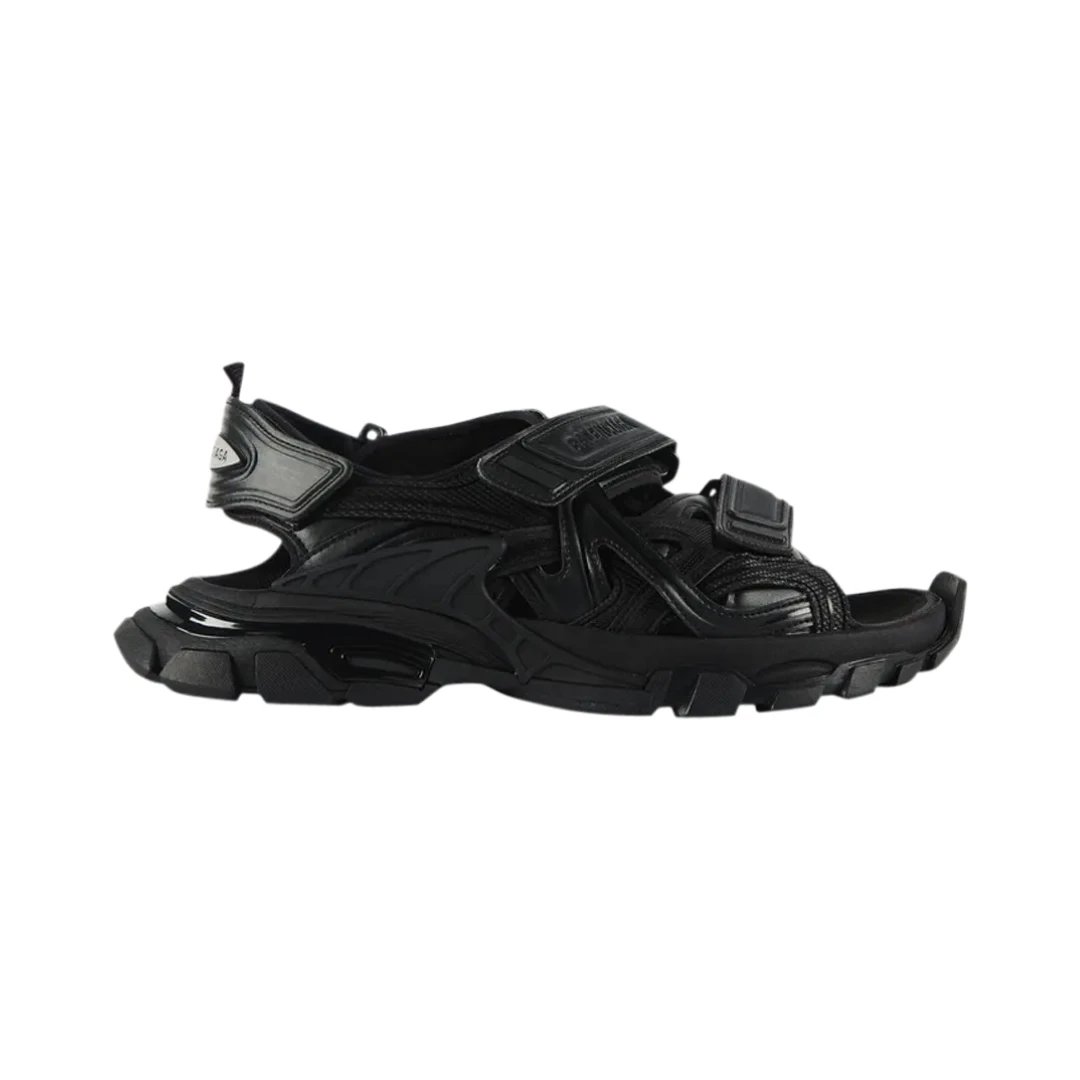 Balenciaga Slippers Logo Knit with Segmented Sole — Triple Black