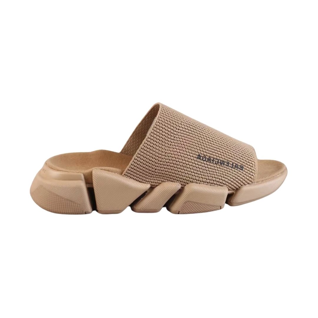 Balenciaga Slippers Logo Knit with Segmented Sole — Khaki
