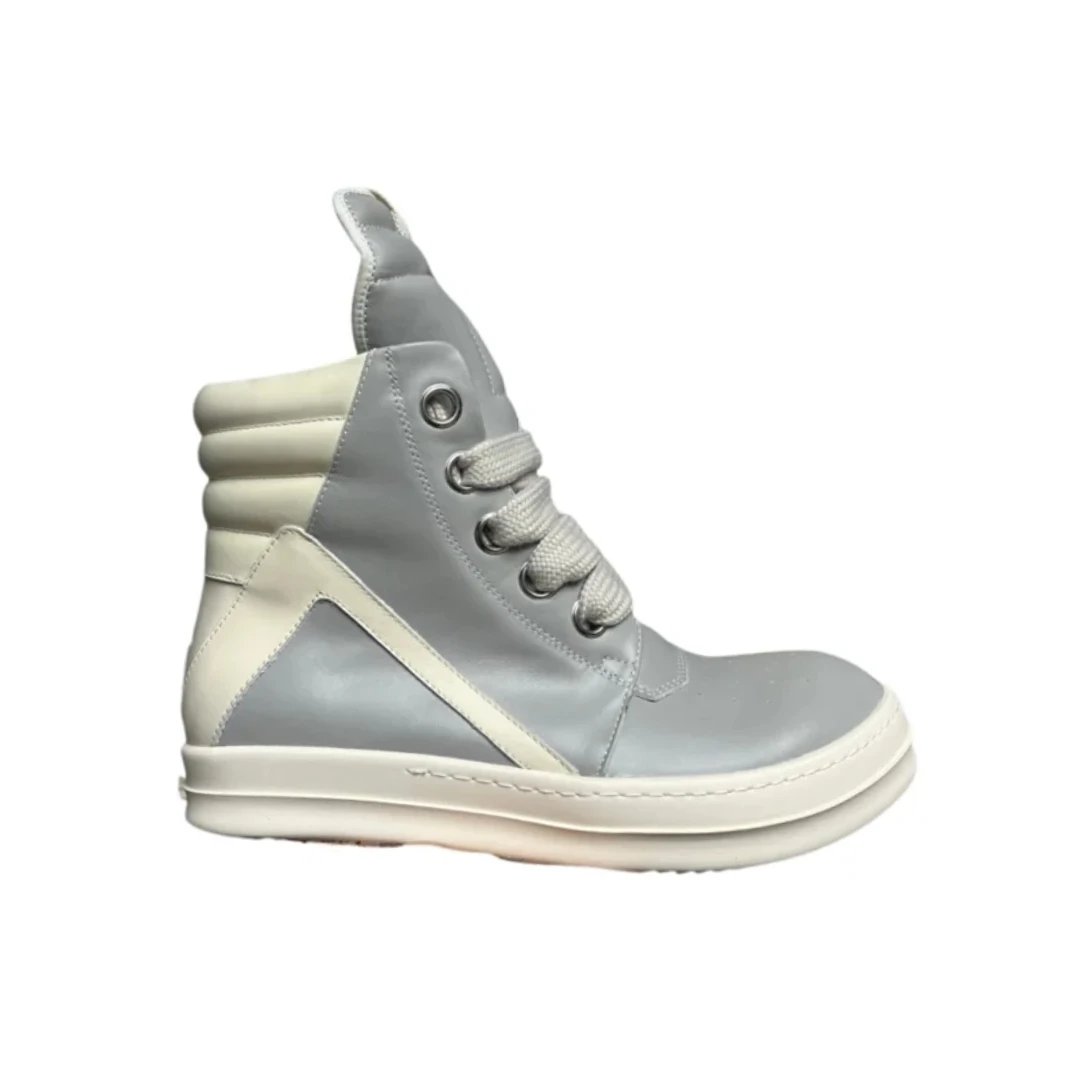 Light Gray Leather Thick Shoelaces